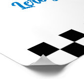 2高速ヴィンテージブルーレースカー誕生日へようこそ ポスター (角)