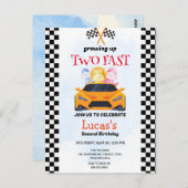 2高速恐竜レースカー2nd誕生日パーティー ポストカード (正面/裏面)