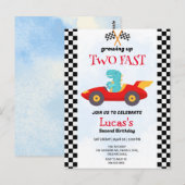 2高速恐竜レースカー2nd誕生日パーティー ポストカード (正面/裏面)