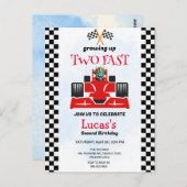 2高速恐竜レースカー2nd誕生日パーティー ポストカード (正面/裏面)