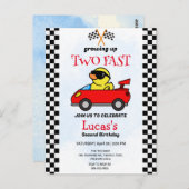 2高速恐竜レースカー2nd誕生日パーティー ポストカード (正面/裏面)