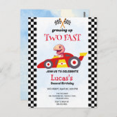 2高速恐竜レースカー2nd誕生日パーティー ポストカード (正面/裏面)