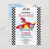 2高速恐竜レースカー2nd誕生日パーティー ポストカード (正面/裏面)