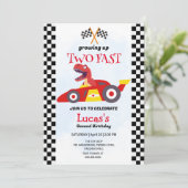 2高速恐竜レースカー2nd誕生日パーティー 招待状 (スタンド正面)