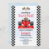 2高速恐竜レースカー2nd誕生日パーティー 招待状 (正面/裏面)