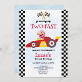2高速恐竜レースカー2nd誕生日パーティー 招待状 (正面/裏面)