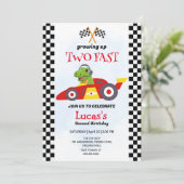 2高速恐竜レースカー2nd誕生日パーティー 招待状 (スタンド正面)