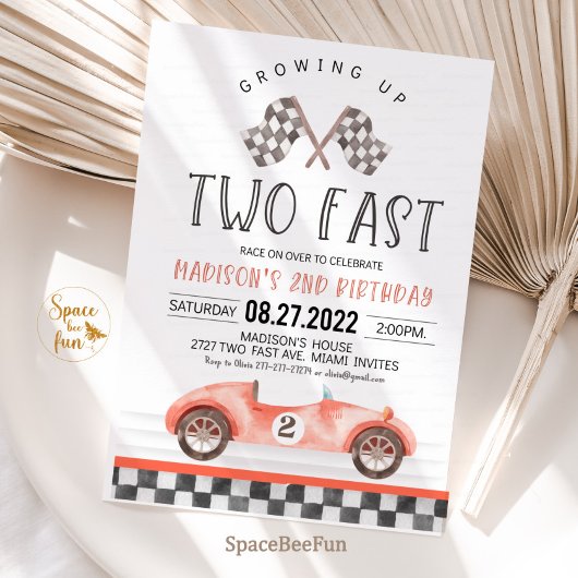 2高速誕生日招待状レースカー2nd誕生日 招待状
