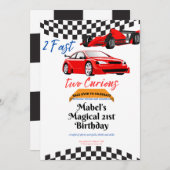 2高速誕生日2高速2好奇心レッド&ブルー入力 招待状 (正面/裏面)