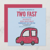 2高速車テーマ少年2歳の誕生日 招待状 (正面/裏面)