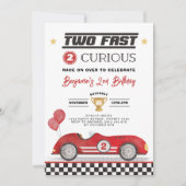2高速2奇妙な赤ヴィンテージカーボーイ誕生日 招待状 (正面)