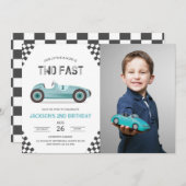 2高速2好奇心パーティーレースカー2nd誕生日 招待状 (正面/裏面)