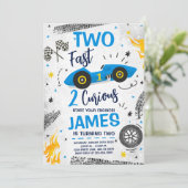 2高速2好奇心ブルー2番目の誕生日招待状 招待状 (スタンド正面)