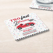 2高速2好奇心レッドスポーツカー第2誕生日 スクエアペーパーコースター (アングル)