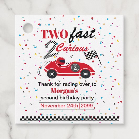 2高速2好奇心レッドスポーツカー第2誕生日 フェイバータグ (正面)