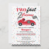 2高速2好奇心レッドスポーツカー第2誕生日 招待状 (正面)