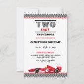 2高速2好奇心レッドレースカー誕生日 招待状 (正面)