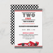 2高速2好奇心レッドレースカー誕生日 招待状 (正面/裏面)