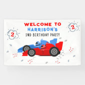 2高速2歳の誕生日キッズレーシングカーへようこそ 横断幕 (横)