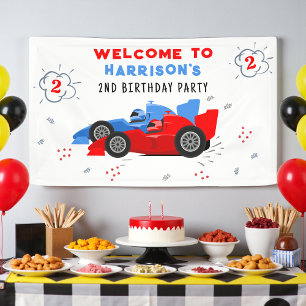2高速2歳の誕生日キッズレーシングカーへようこそ 横断幕