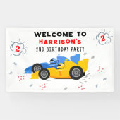 2高速2歳の誕生日キッズレーシングカーへようこそ 横断幕 (横)