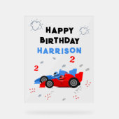 2高速2歳の誕生日キッズレーシングカー名 アクリルサイン (正面)