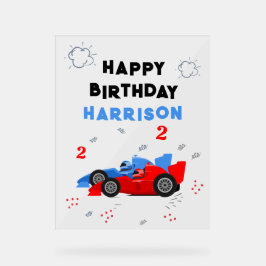2高速2歳の誕生日キッズレーシングカー名 アクリルサイン