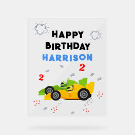 2高速2歳の誕生日キッズレーシングカー名 アクリルサイン