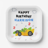2高速2歳の誕生日キッズレーシングカー名 ペーパープレート (正面)