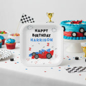 2高速2歳の誕生日キッズレーシングカー名 ペーパープレート
