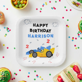 2高速2歳の誕生日キッズレーシングカー名 ペーパープレート