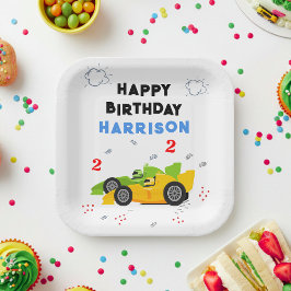 2高速2歳の誕生日キッズレーシングカー名 ペーパープレート