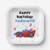 2高速2歳の誕生日キッズレーシングカー名 ペーパープレート (正面)