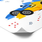 2高速2歳の誕生日キッズレーシングカー名 ポスター (角)