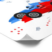 2高速2歳の誕生日キッズレーシングカー名 ポスター (角)