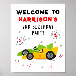 2高速2歳の誕生日キッズレーシングカー名 ポスター