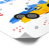 2高速2歳の誕生日キッズレーシングカー名 ポスター (角)