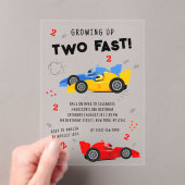 2高速2歳の誕生日キッズレーシングカー アクリル招待状 (インサイチュ (ポータブル))