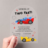 2高速2歳の誕生日キッズレーシングカー アクリル招待状 (インサイチュ (ポータブル))