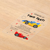 2高速2歳の誕生日キッズレーシングカー アクリル招待状 (レイダウン)