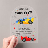 2高速2歳の誕生日キッズレーシングカー アクリル招待状 (インサイチュ (ポータブル))
