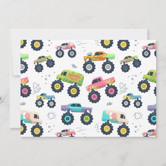 2高速2番目の誕生日キッズモンスターカートラックの写真 招待状 (裏面)
