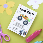 2高速2番目の誕生日キッズモンスターカートラック 招待状