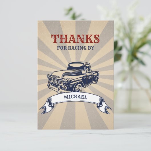 2高速2番目の誕生日テーマボーイカー サンキューカード (スタンド正面)