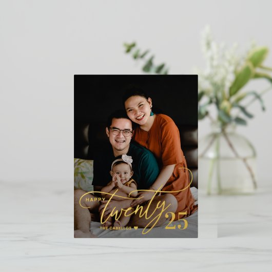 2魅力的箔ハッピーニューイヤー葉書 箔シーズンポストカード (立ち正面)