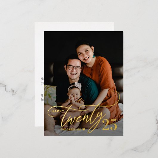 2魅力的箔ハッピーニューイヤー葉書 箔シーズンポストカード (正面/裏面)