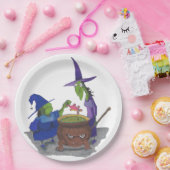 2魔女がカルドロンハロウィーンでポーションを醸造 ペーパープレート (パーティー)