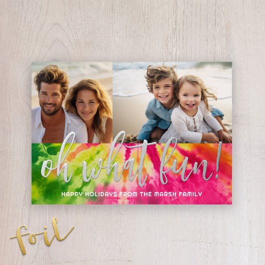 2鮮やか枚の写真のネクタイ染めクリスマス – ああ何おもしろい! 箔シーズンカード