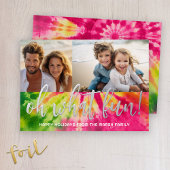 2鮮やか枚の写真のネクタイ染めクリスマス – ああ何おもしろい! 箔シーズンカード