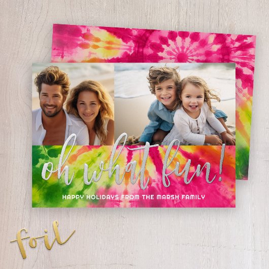 2鮮やか枚の写真のネクタイ染めクリスマス – ああ何おもしろい! 箔シーズンカード